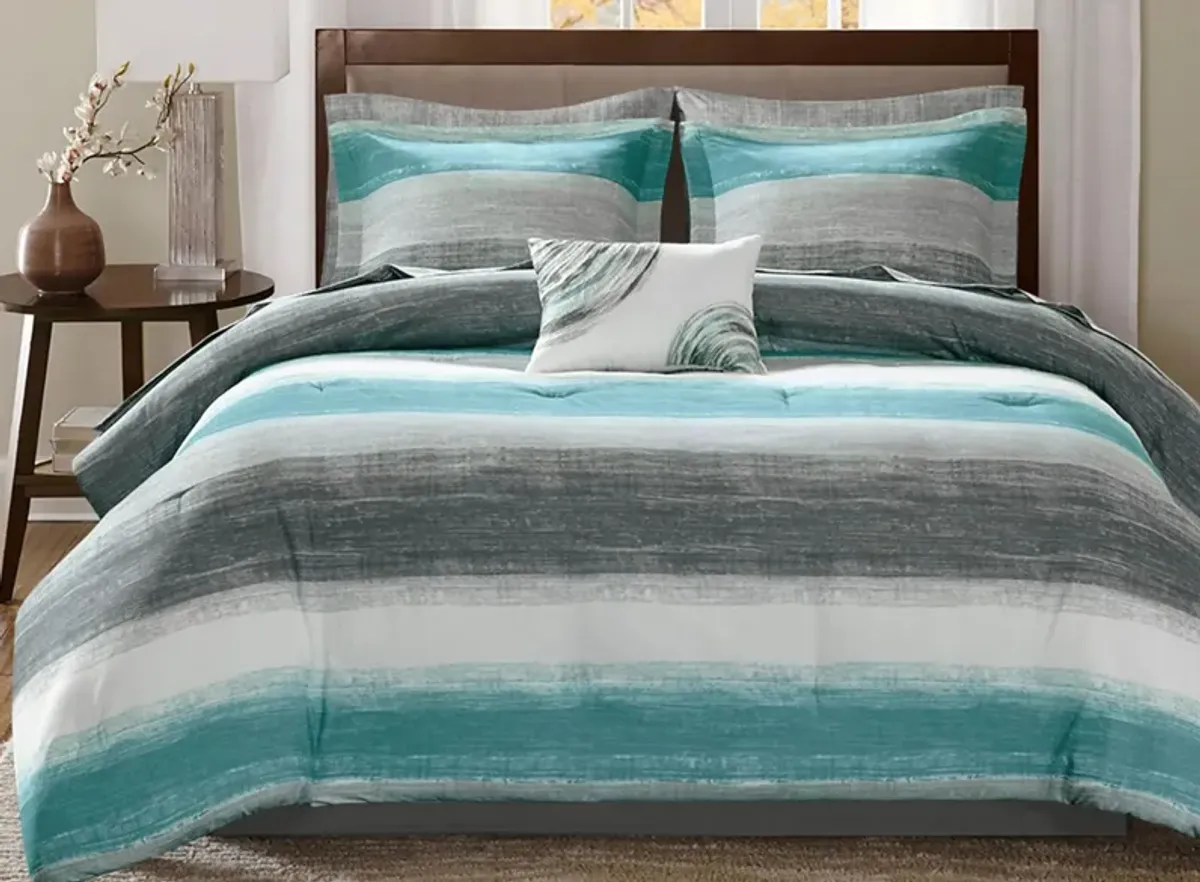 Saben 9-pc. Comforter and Sheet Set in Aqua by E&E Co Ltd