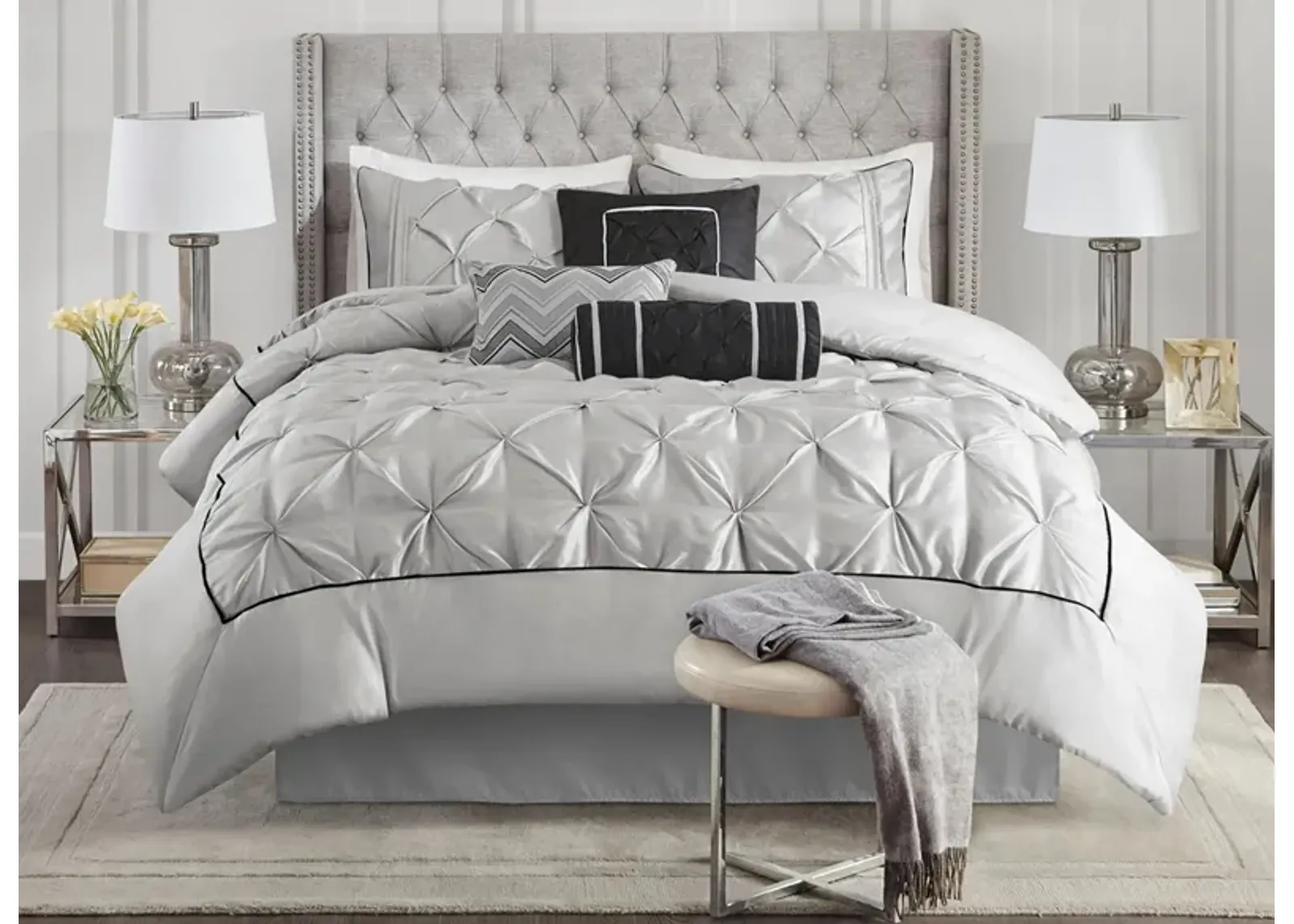 Laurel 7-pc. Comforter Set in Gray by E&E Co Ltd