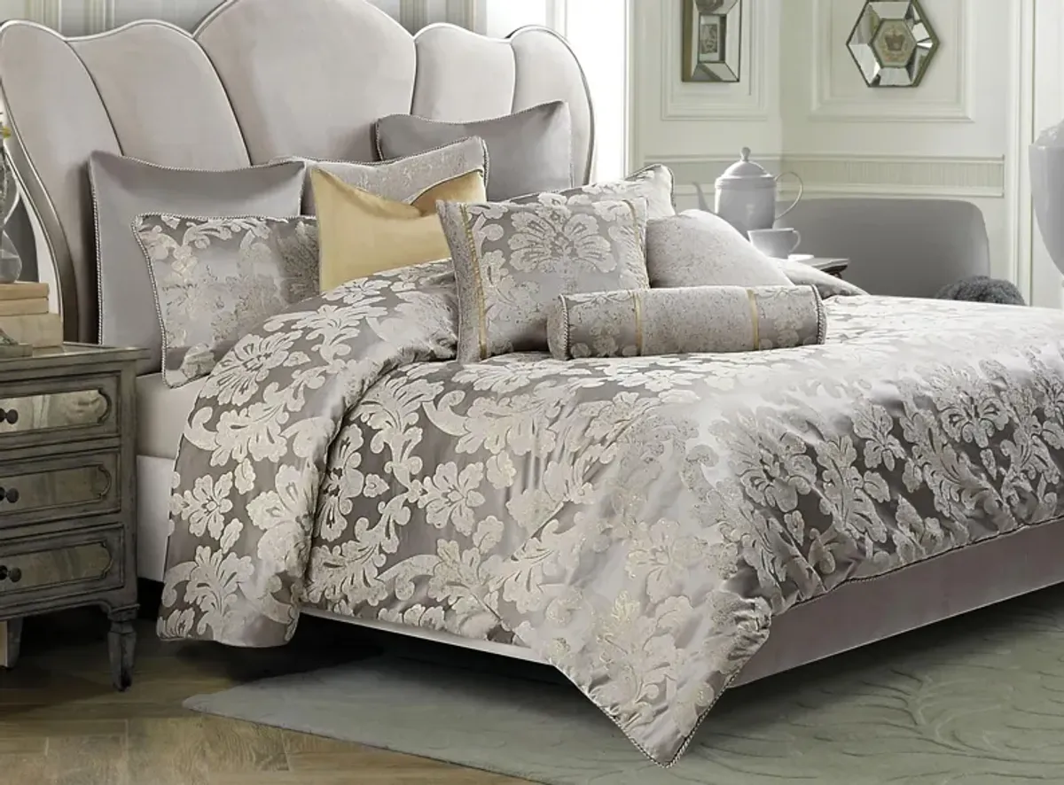 Assisi 10-pc. Comforter Set in Silver, Gray, Gold by Amini Innovation