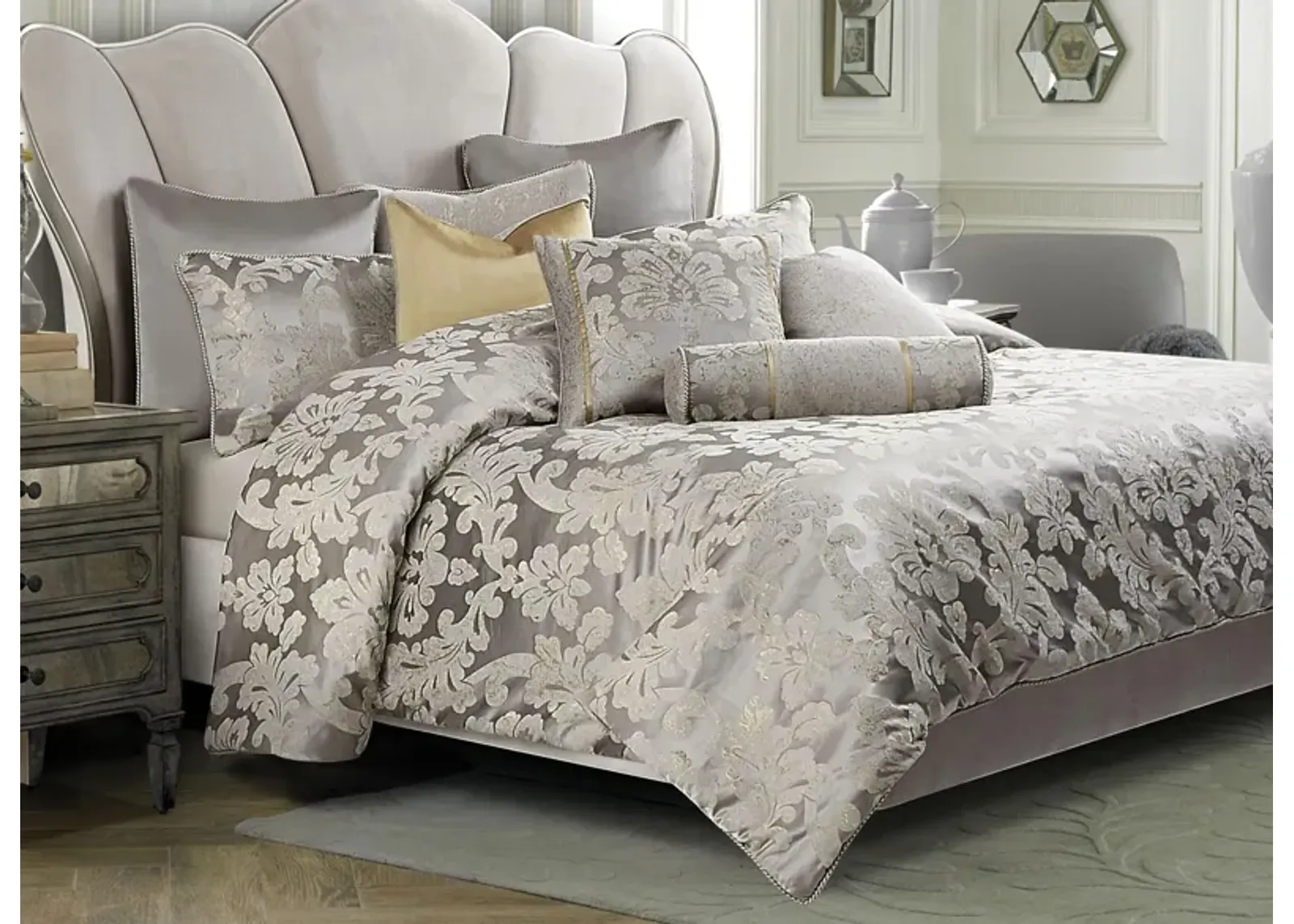 Assisi 10-pc. Comforter Set in Silver, Gray, Gold by Amini Innovation