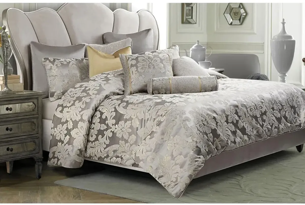 Assisi 9-pc. Comforter Set in Silver, Gray, Gold by Amini Innovation