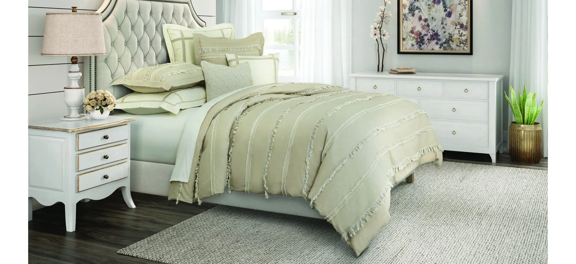 Country Lane 7-Piece Duvet Set in Tan, Natural by Amini Innovation