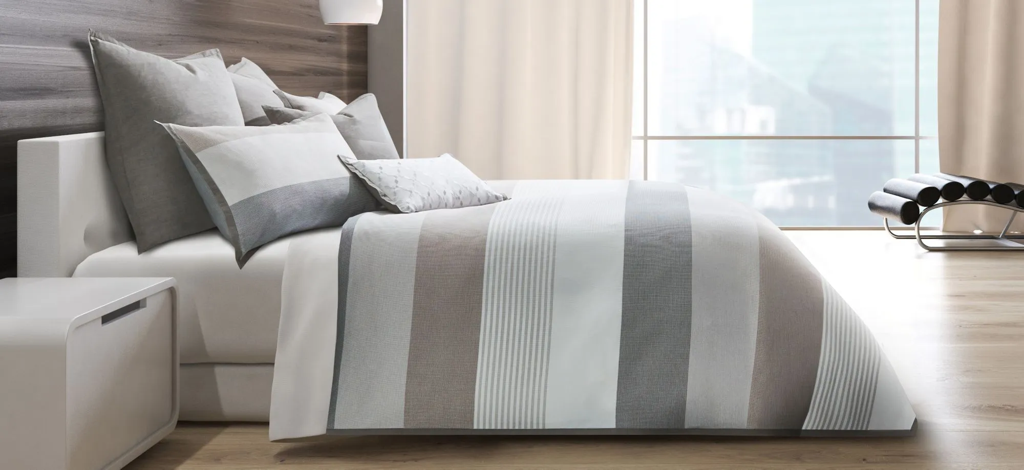 Ultra 7-Piece Duvet Set in Gray, Silver by Amini Innovation
