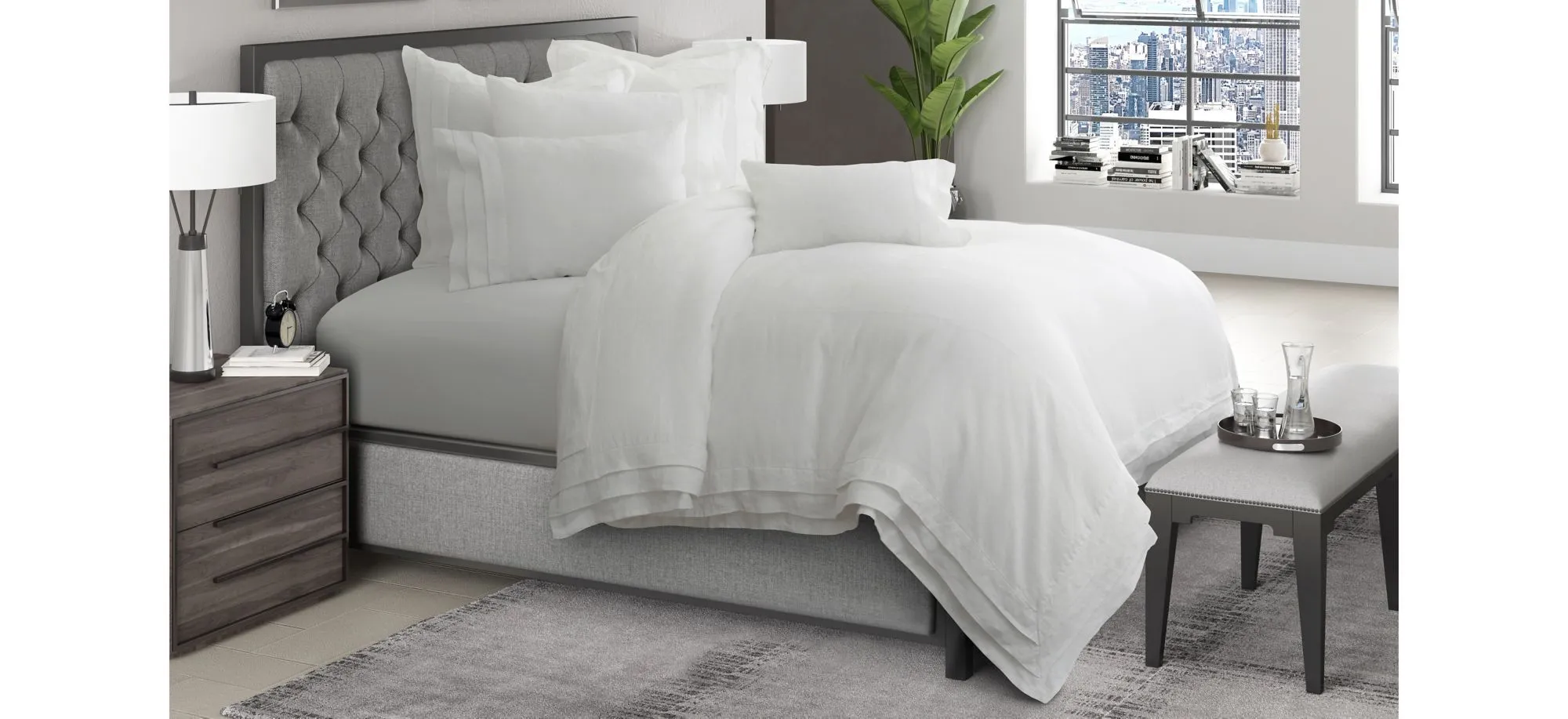 Addison 6-Piece Duvet Set in White by Amini Innovation