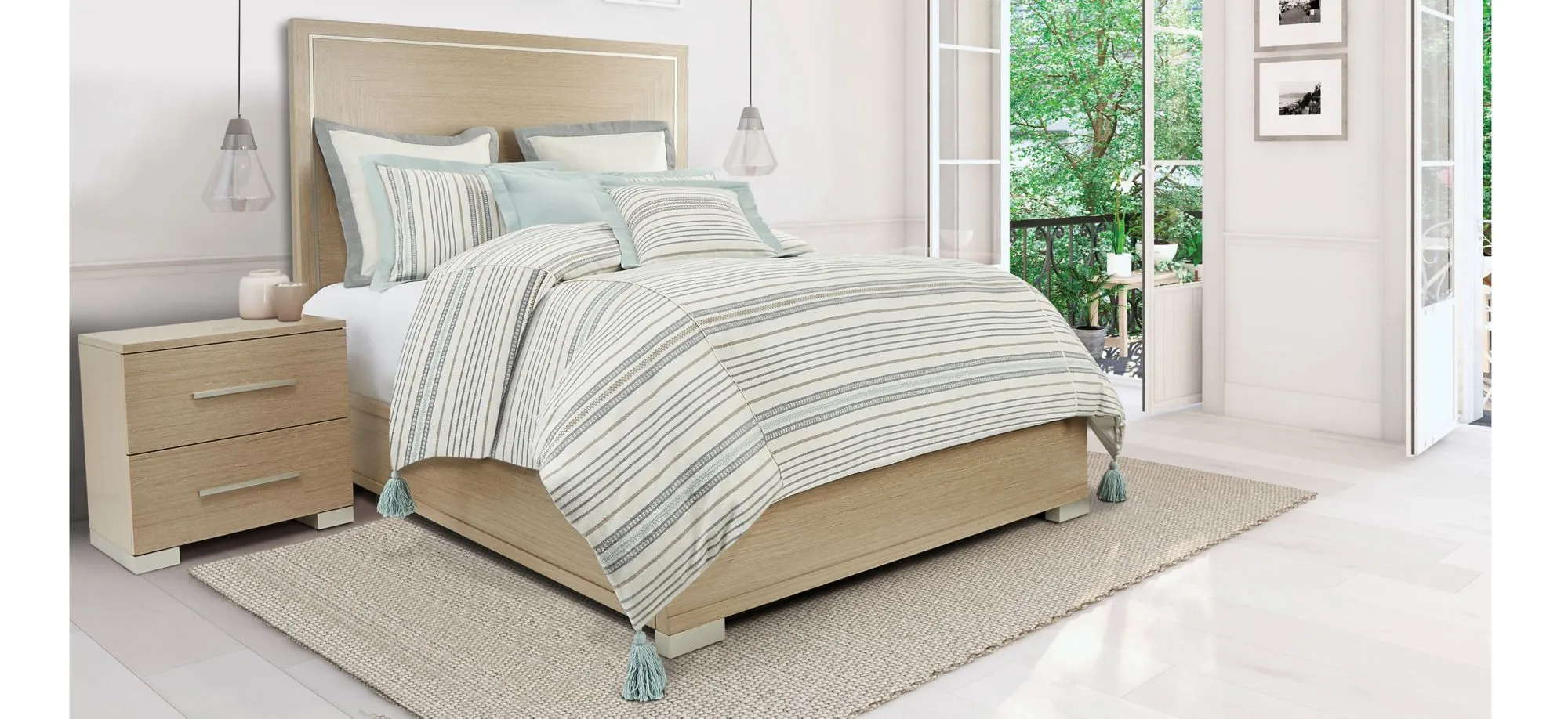 Max 7-Piece Duvet Set in Natural, Tan, Gray, Silver, Green, Blue, Gold by Amini Innovation