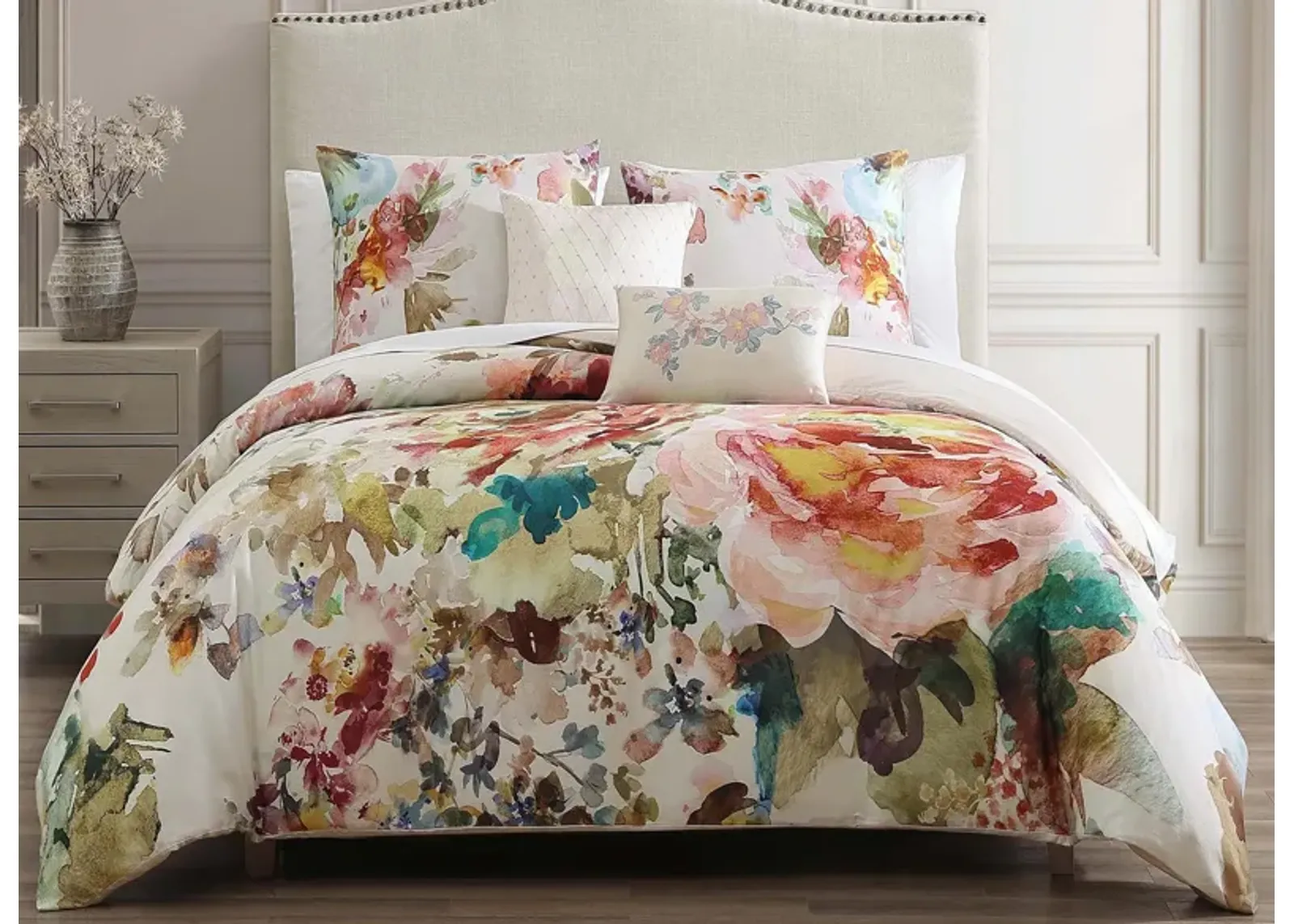 Bebejan Antique Flowers 5-pc. Reversible Comforter Set in White by Bebejan Bedding