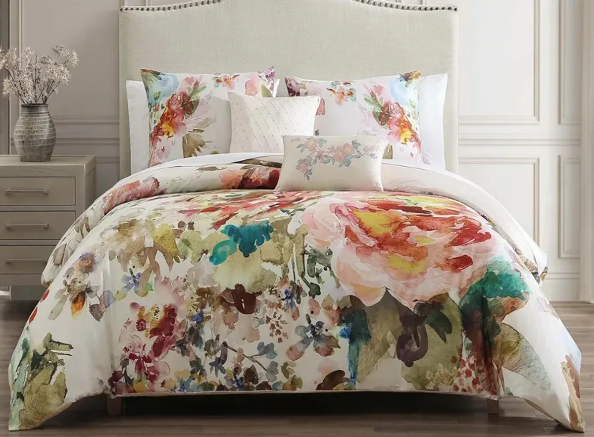 Bebejan Antique Flowers 5-pc. Reversible Comforter Set in White by Bebejan Bedding