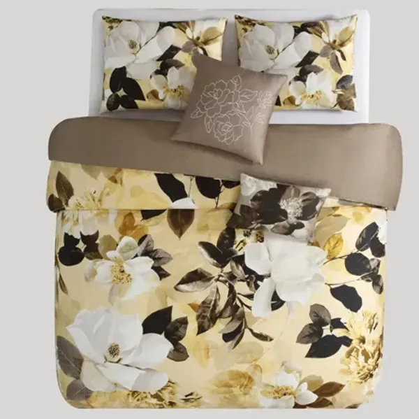 Bebejan Yellow Magnolia 5-pc. Reversible Comforter Set