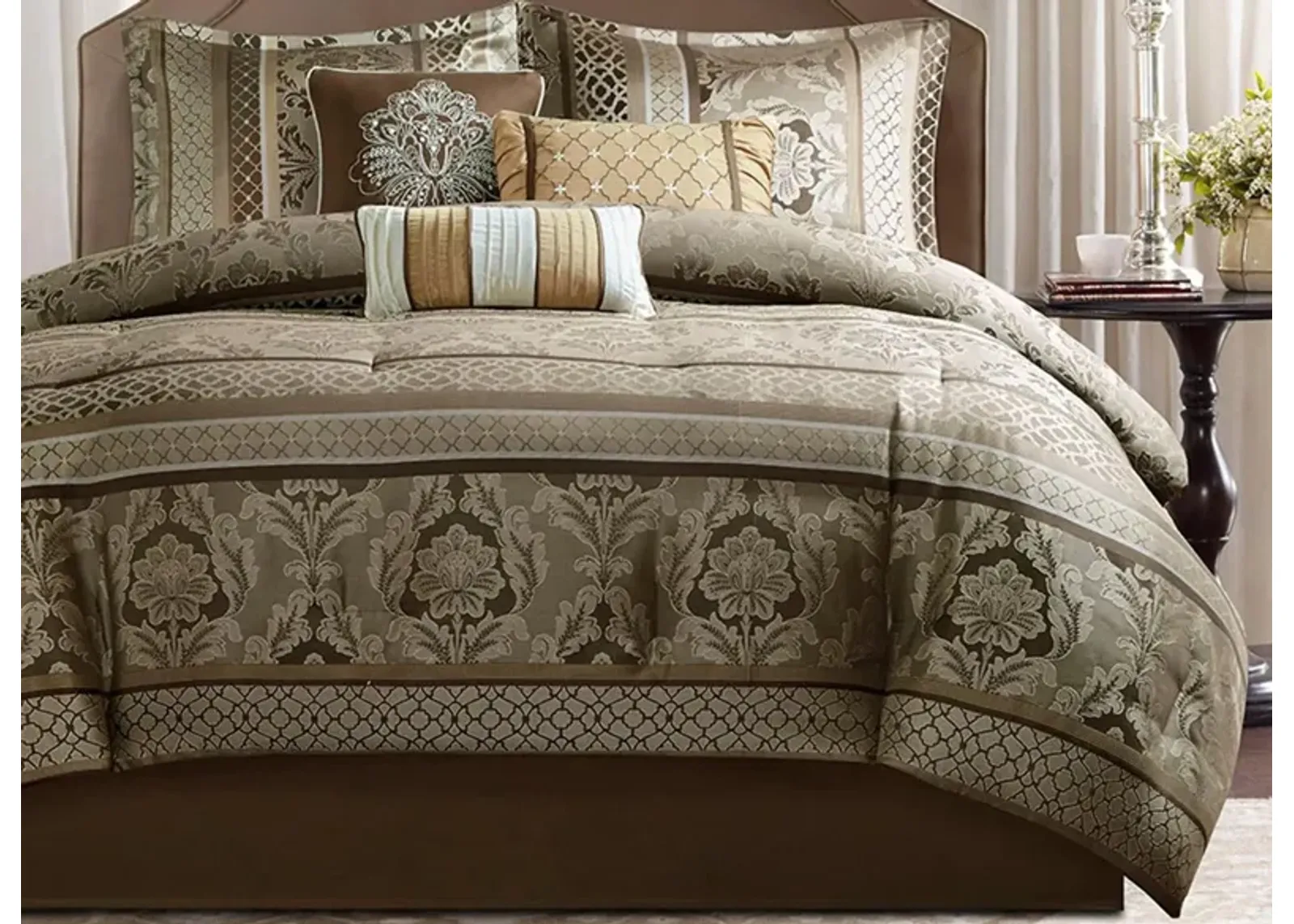 Bellagio 7-pc. Comforter Set in Brown/Gold by E&E Co Ltd