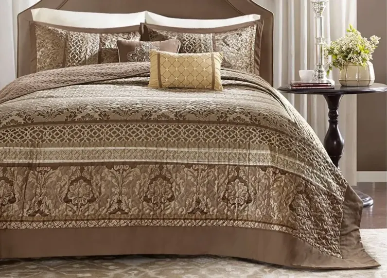 Bellagio 5pc. Bedroom Spread Set in Brown/Gold by E&E Co Ltd