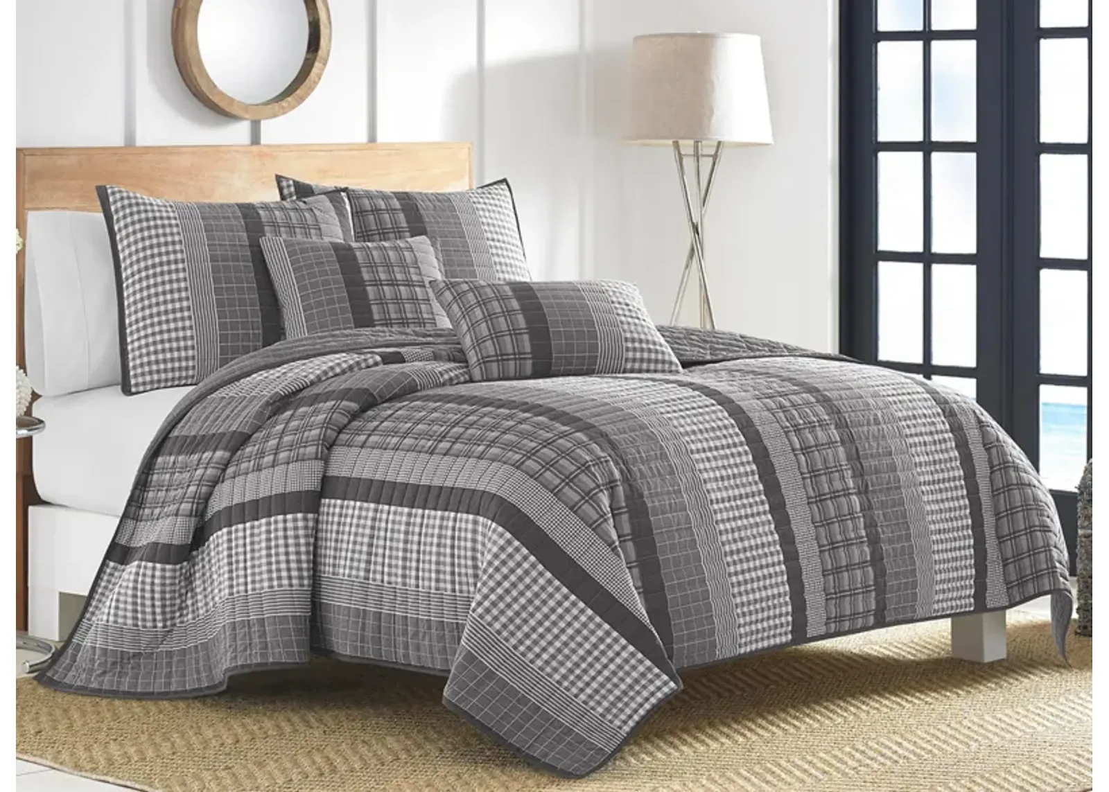 Nautica Gulf Shores 3-pc. Quilt Set in Charcoal by Revman International