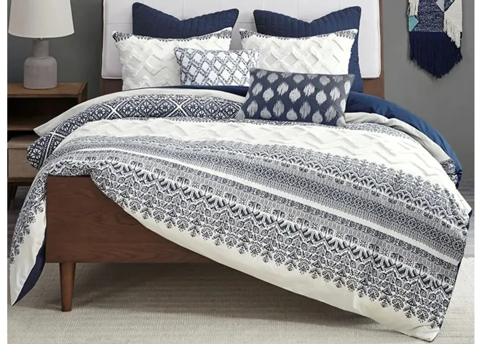 Mila Duvet Cover Set in Navy by E&E Co Ltd