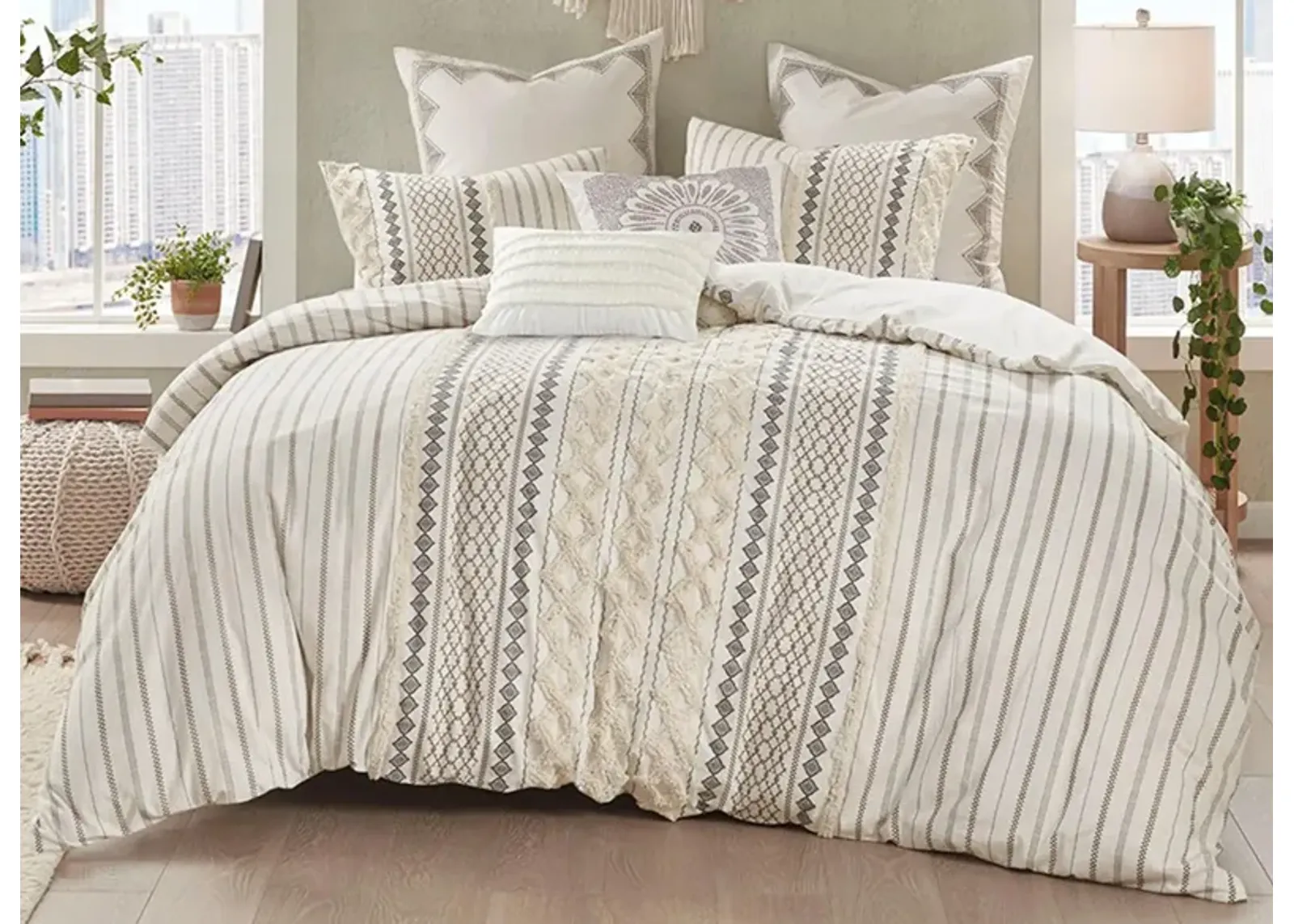 Imani Duvet Cover Set in Ivory by E&E Co Ltd