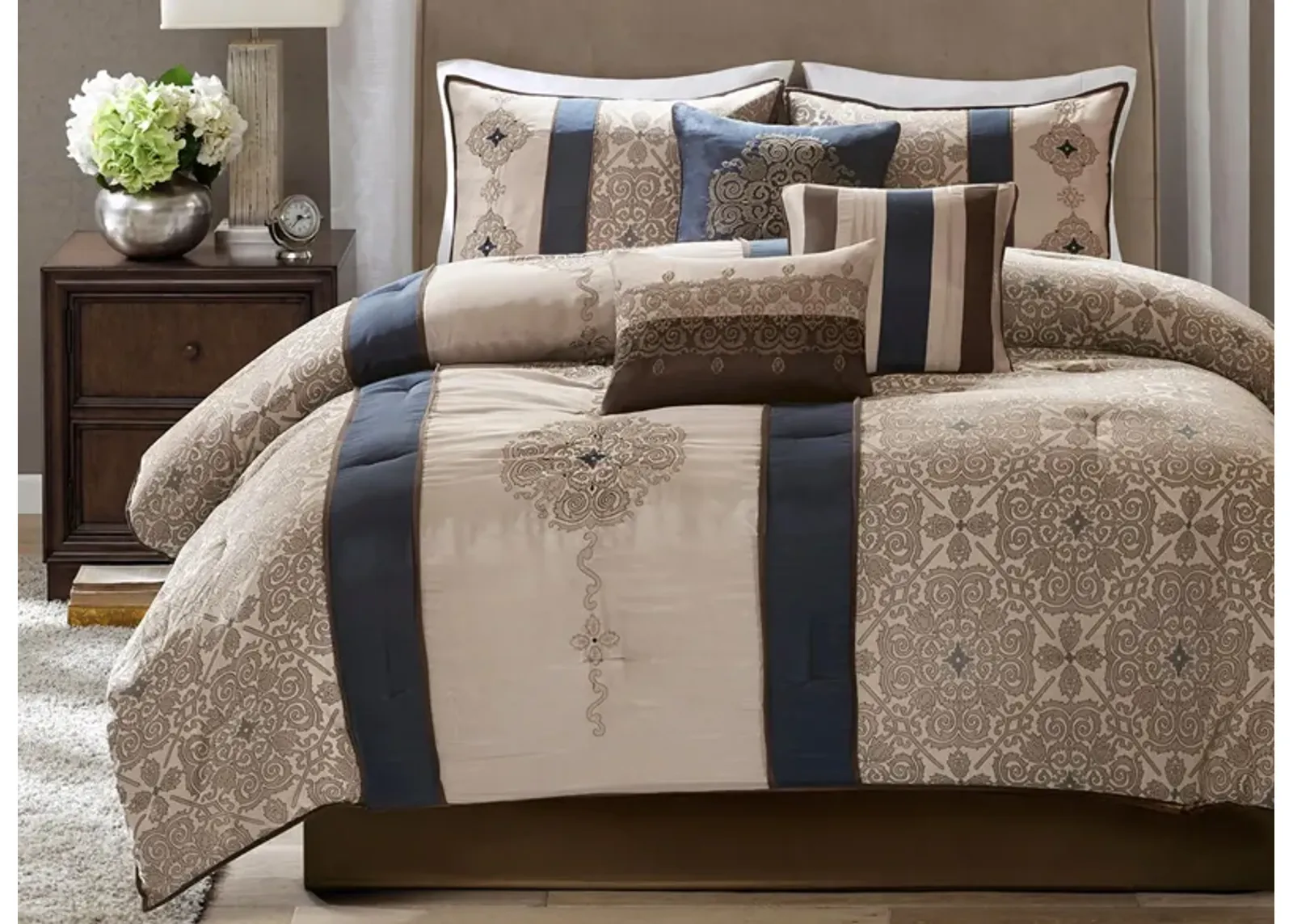 Donovan 7-pc. Comforter Set in Navy by E&E Co Ltd