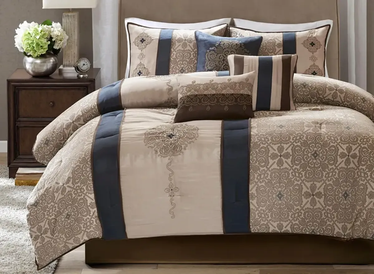 Donovan 7-pc. Comforter Set in Navy by E&E Co Ltd