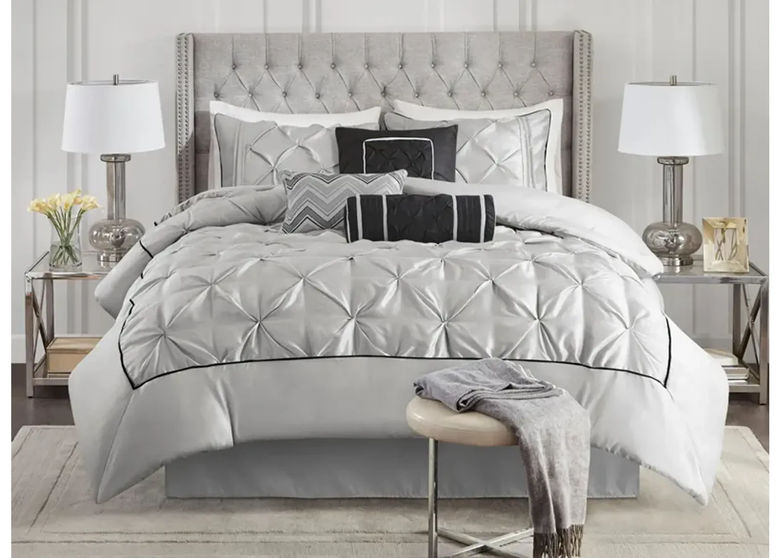 Laurel 7-pc. Comforter Set in Gray by E&E Co Ltd