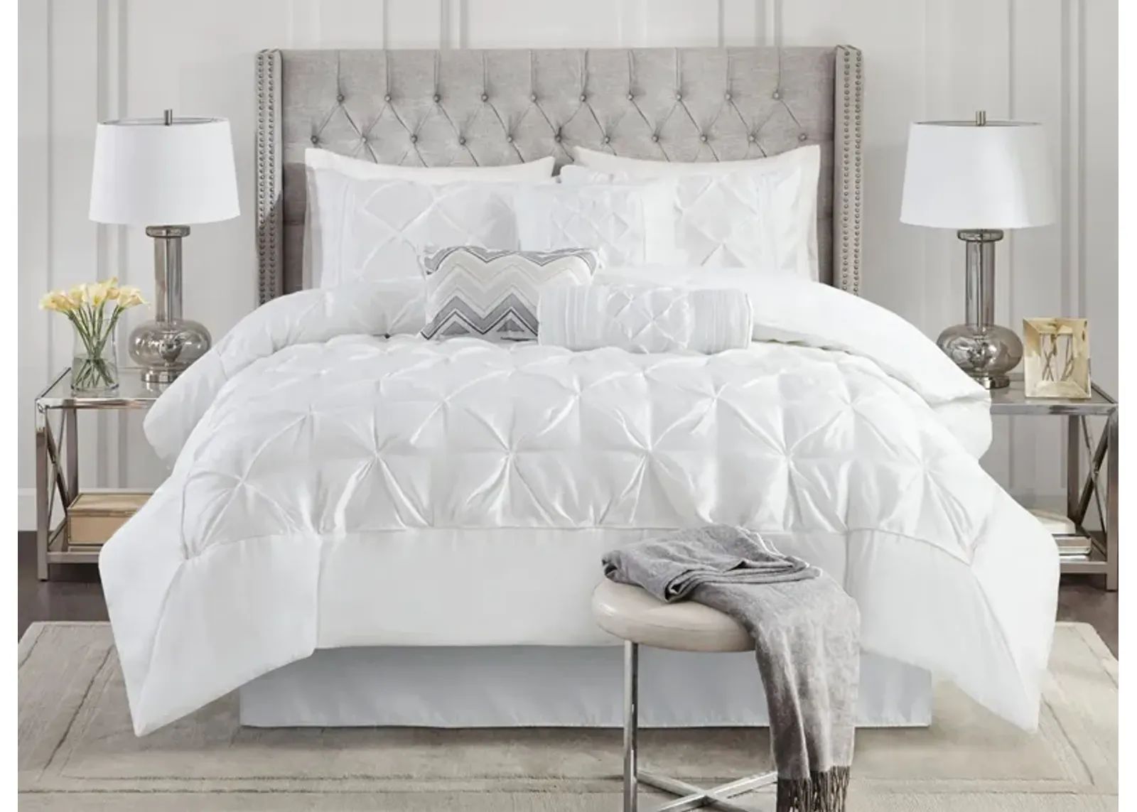 Laurel 7-pc. Comforter Set in White by E&E Co Ltd