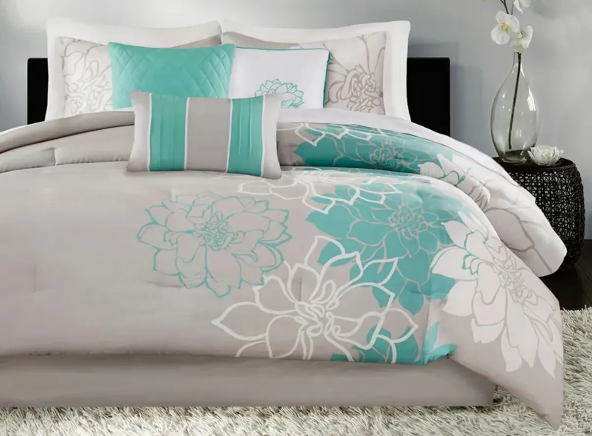 Lola 7-pc. Comforter Set in Aqua by E&E Co Ltd