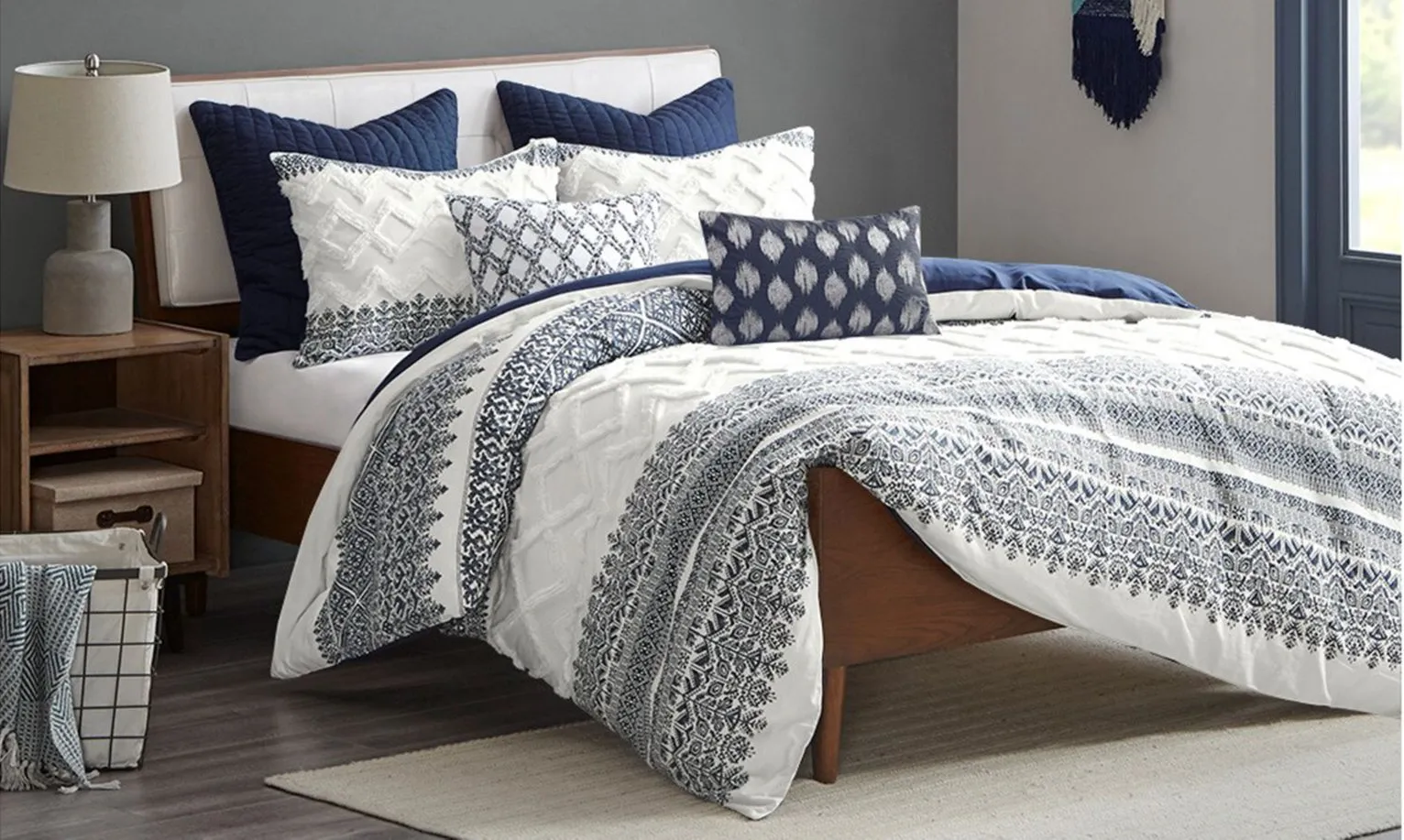 Mila Duvet Cover Set in Navy by E&E Co Ltd