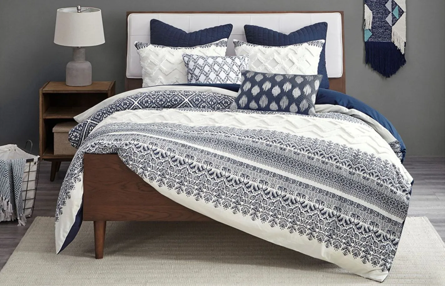 Mila Duvet Cover Set in Navy by E&E Co Ltd