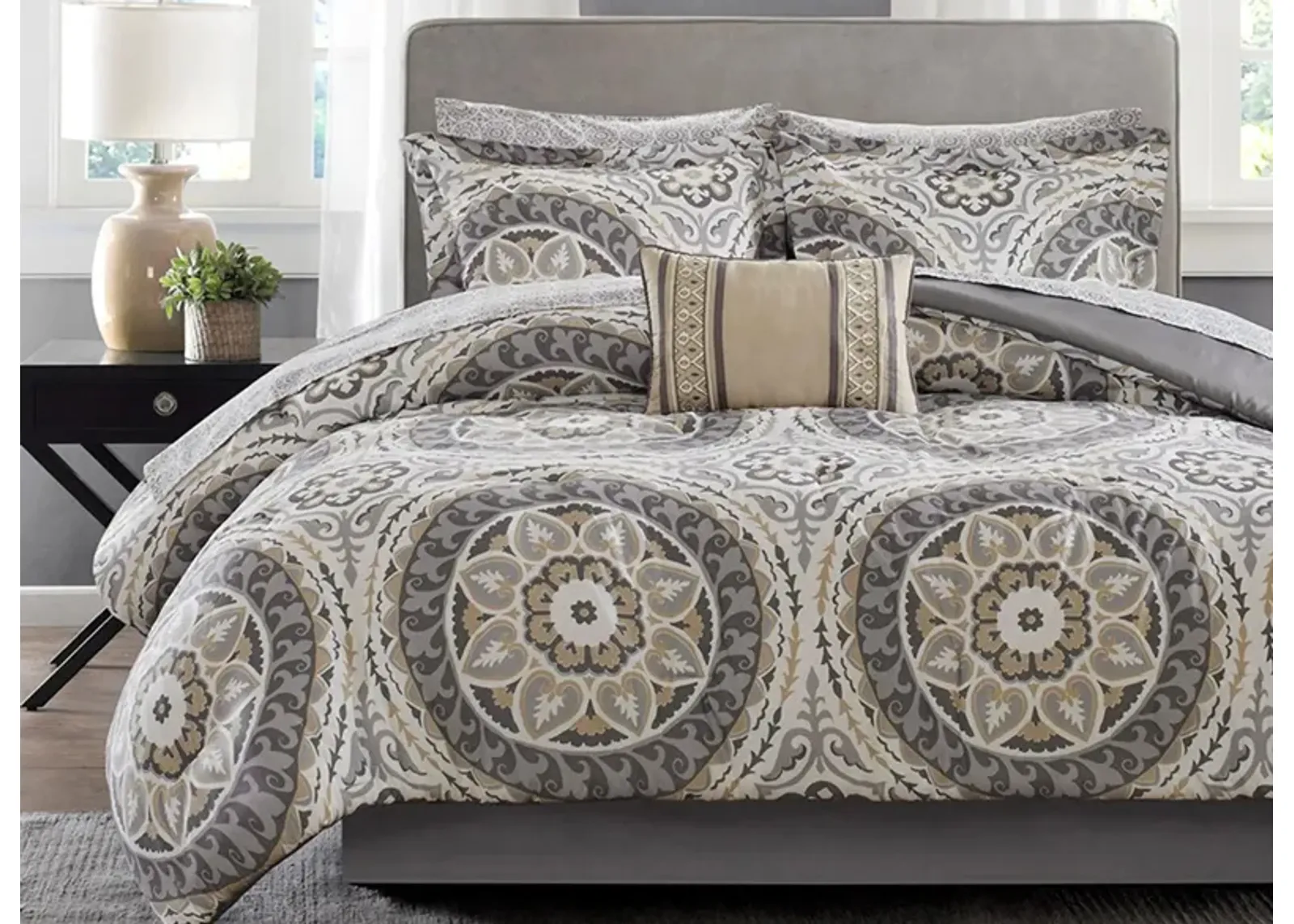 Serenity 9-pc. Comforter and Cotton Set in Taupe by E&E Co Ltd