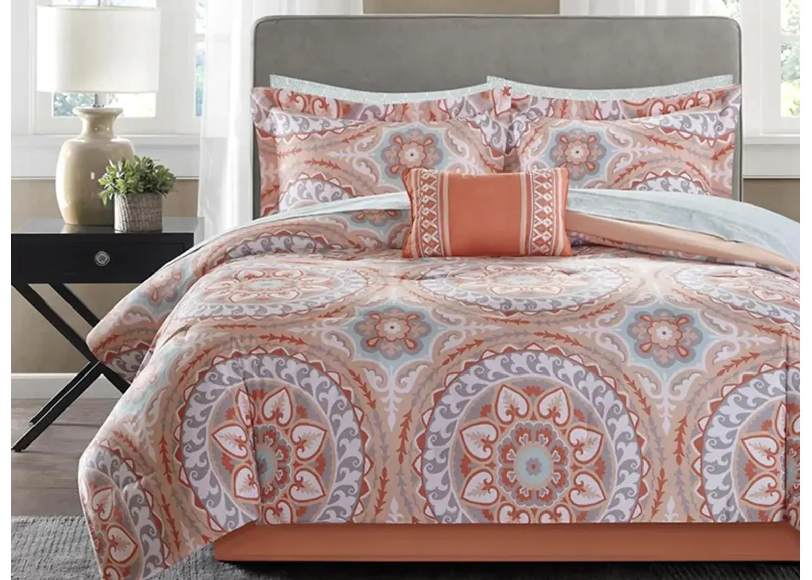 Serenity 9-pc. Comforter and Cotton Set in Coral by E&E Co Ltd