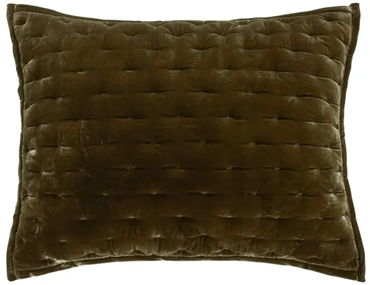 Youngmee Quilted Pillow Sham in Green Ochre by HiEnd Accents