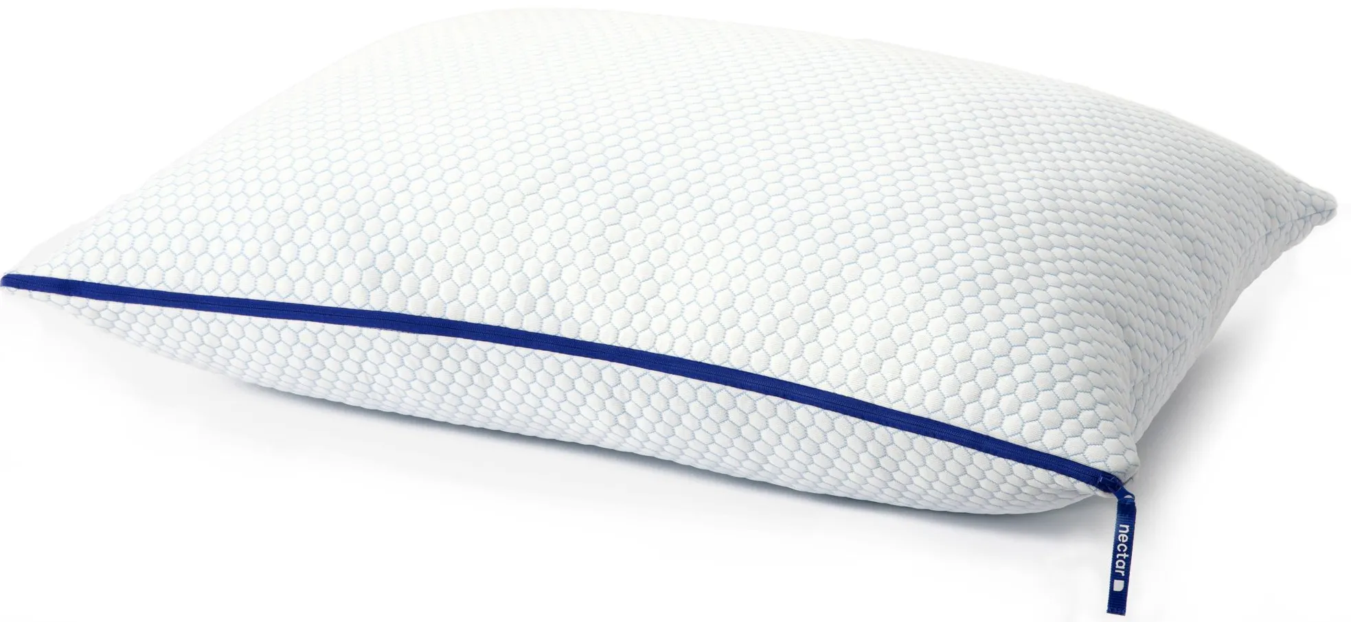 Nectar Tri Comfort Cooling Pillow in White with blue speckle by Nectar Brand