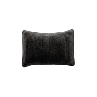 Stonewashed Cotton Velvet Quilted Pillow Sham in Black by HiEnd Accents
