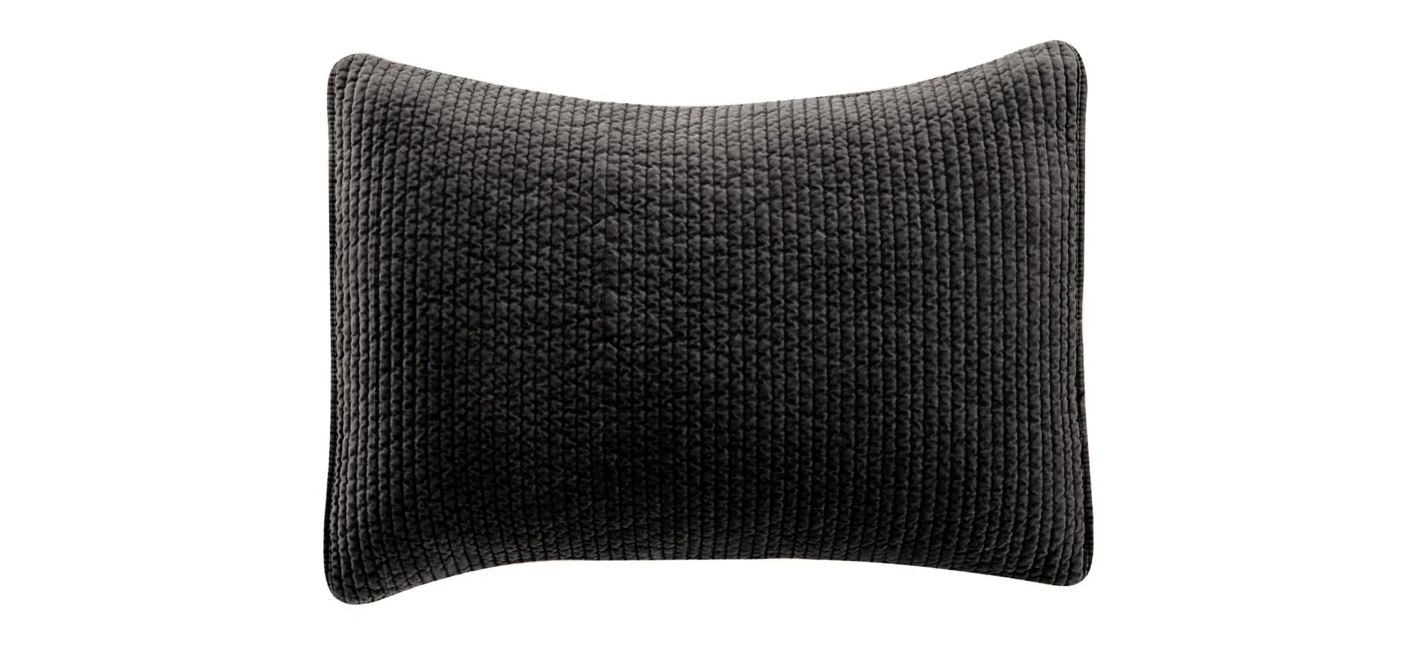 Stonewashed Cotton Velvet Quilted Pillow Sham in Black by HiEnd Accents