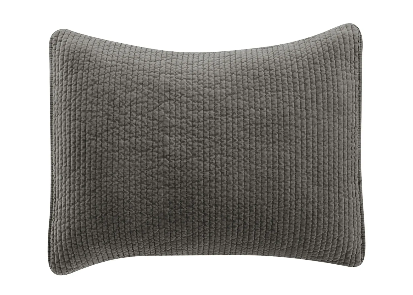 Stonewashed Cotton Velvet Quilted Pillow Sham in Gray by HiEnd Accents