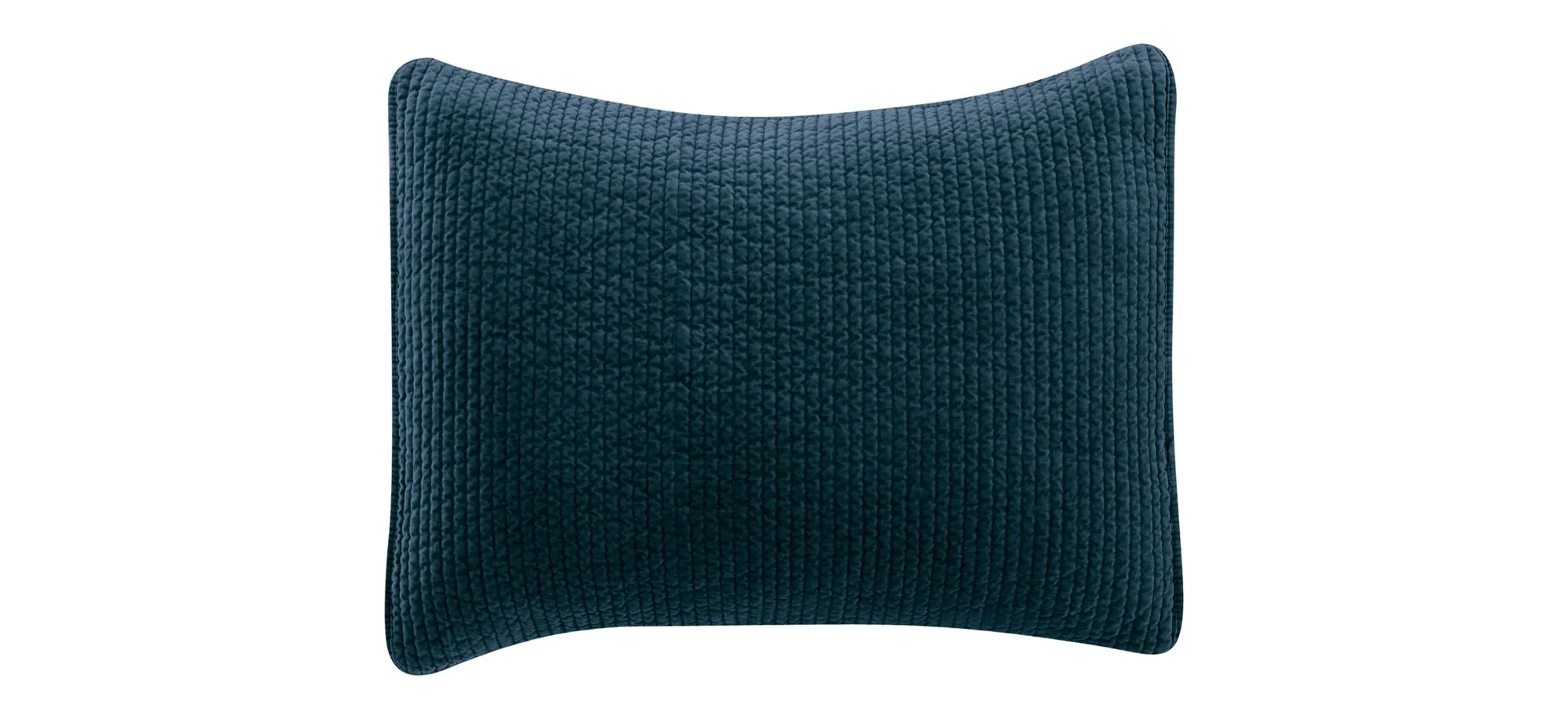 Stonewashed Cotton Velvet Quilted Pillow Sham in Deep Blue by HiEnd Accents