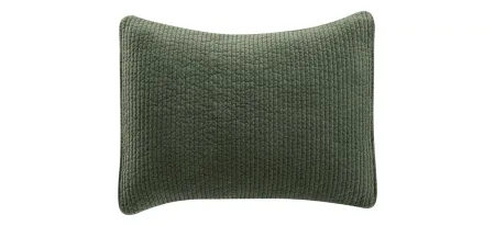 Stonewashed Cotton Velvet Quilted Pillow Sham in Fern Green by HiEnd Accents