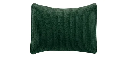 Stonewashed Cotton Velvet Quilted Pillow Sham in Emerald by HiEnd Accents