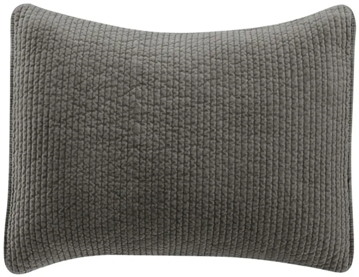 Stonewashed Cotton Velvet Quilted Pillow Sham