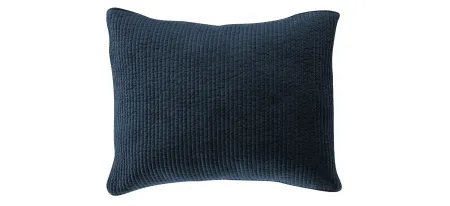 Stonewashed Cotton Velvet Quilted Pillow Sham in Navy by HiEnd Accents