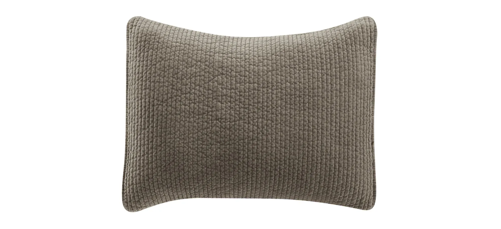 Stonewashed Cotton Velvet Quilted Pillow Sham in Taupe by HiEnd Accents