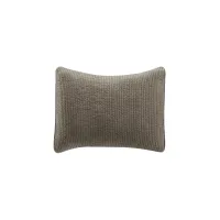 Stonewashed Cotton Velvet Quilted Pillow Sham in Taupe by HiEnd Accents