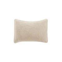 Stonewashed Cotton Velvet Quilted Pillow Sham in Light Tan by HiEnd Accents