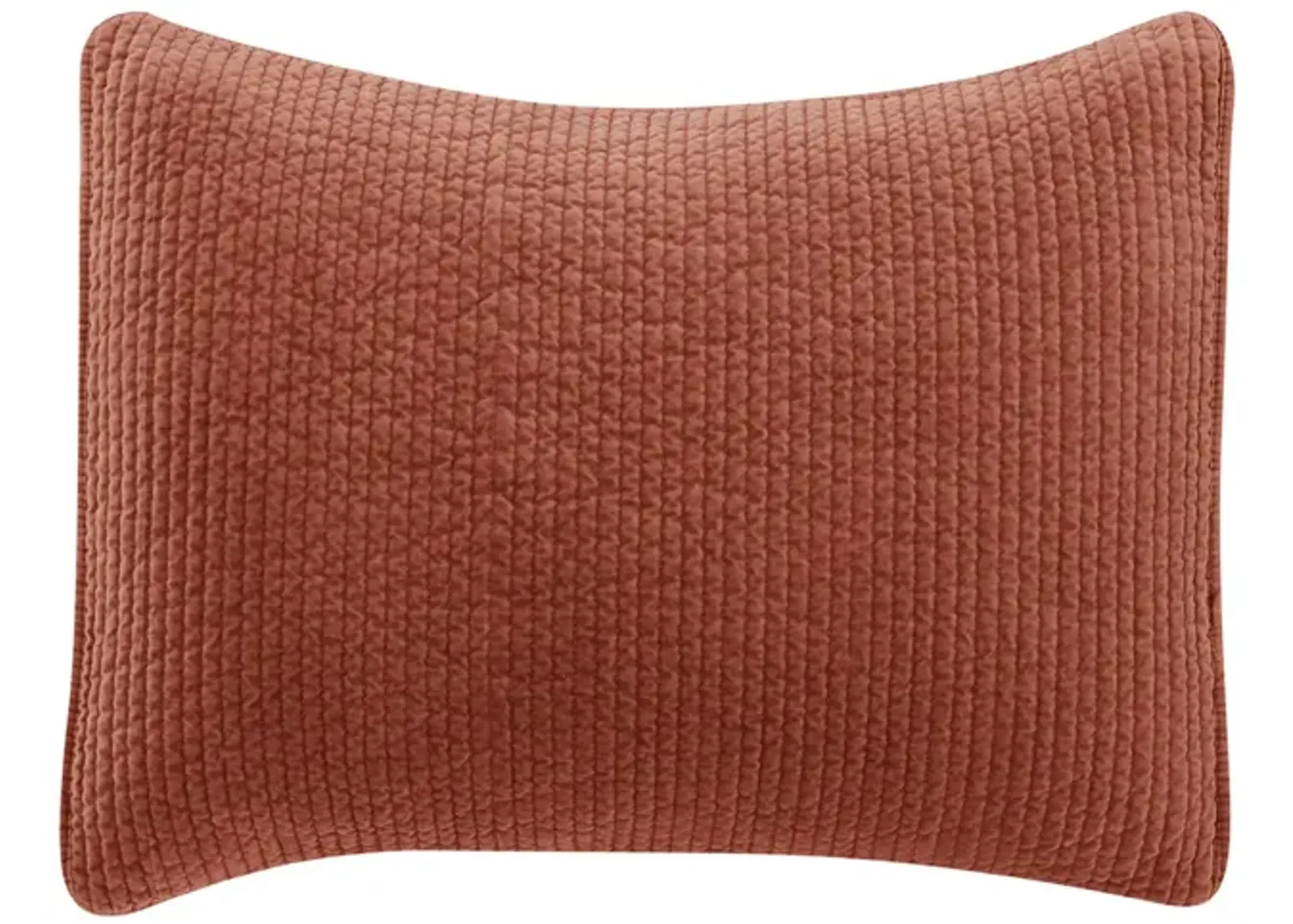 Stonewashed Cotton Velvet Quilted Pillow Sham in Salmon by HiEnd Accents