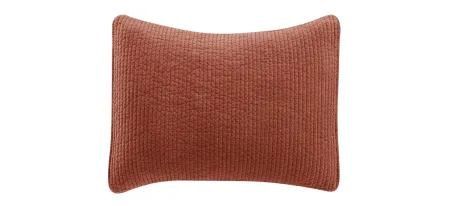 Stonewashed Cotton Velvet Quilted Pillow Sham in Salmon by HiEnd Accents
