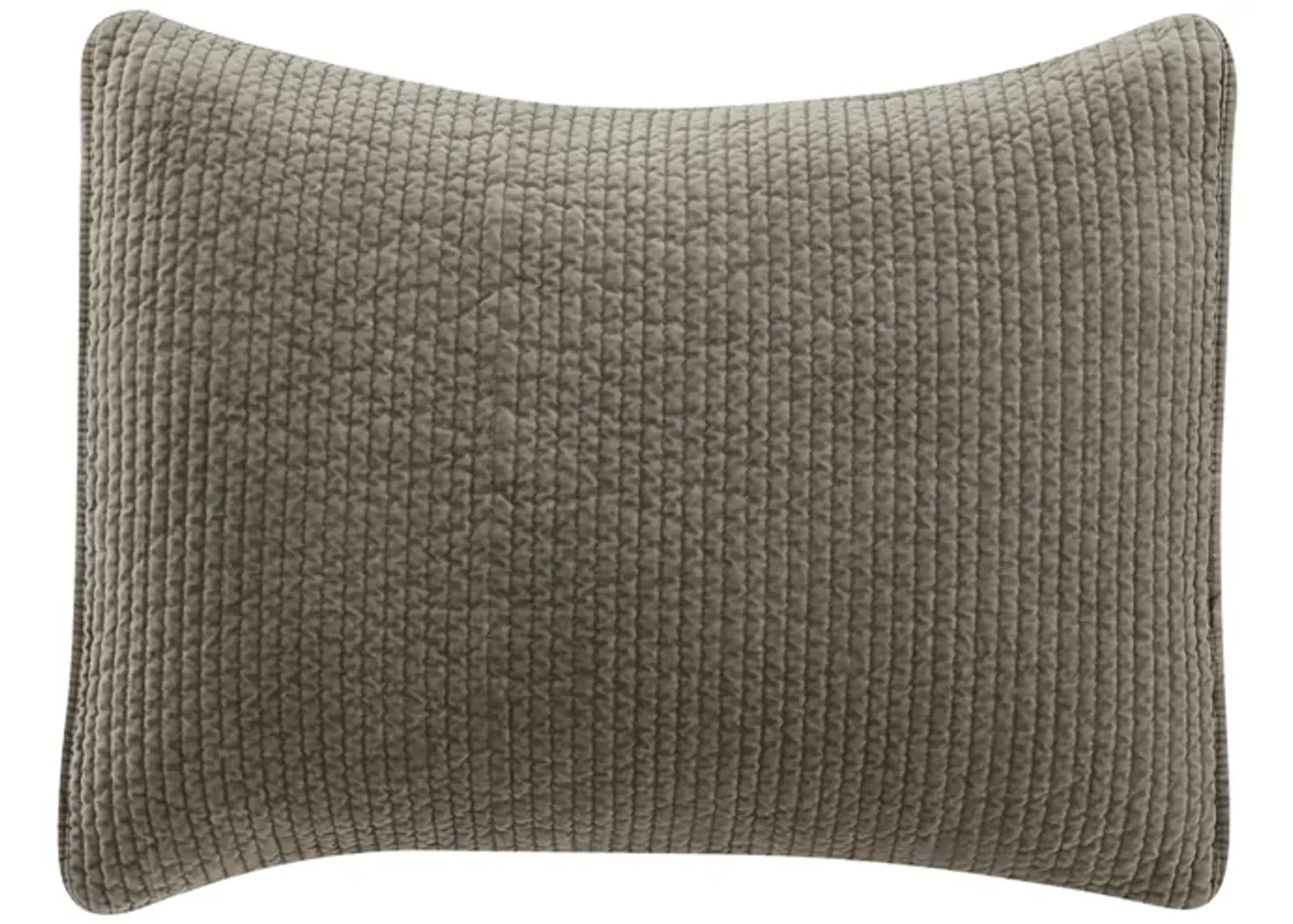 Stonewashed Cotton Velvet Quilted Pillow Sham in Taupe by HiEnd Accents