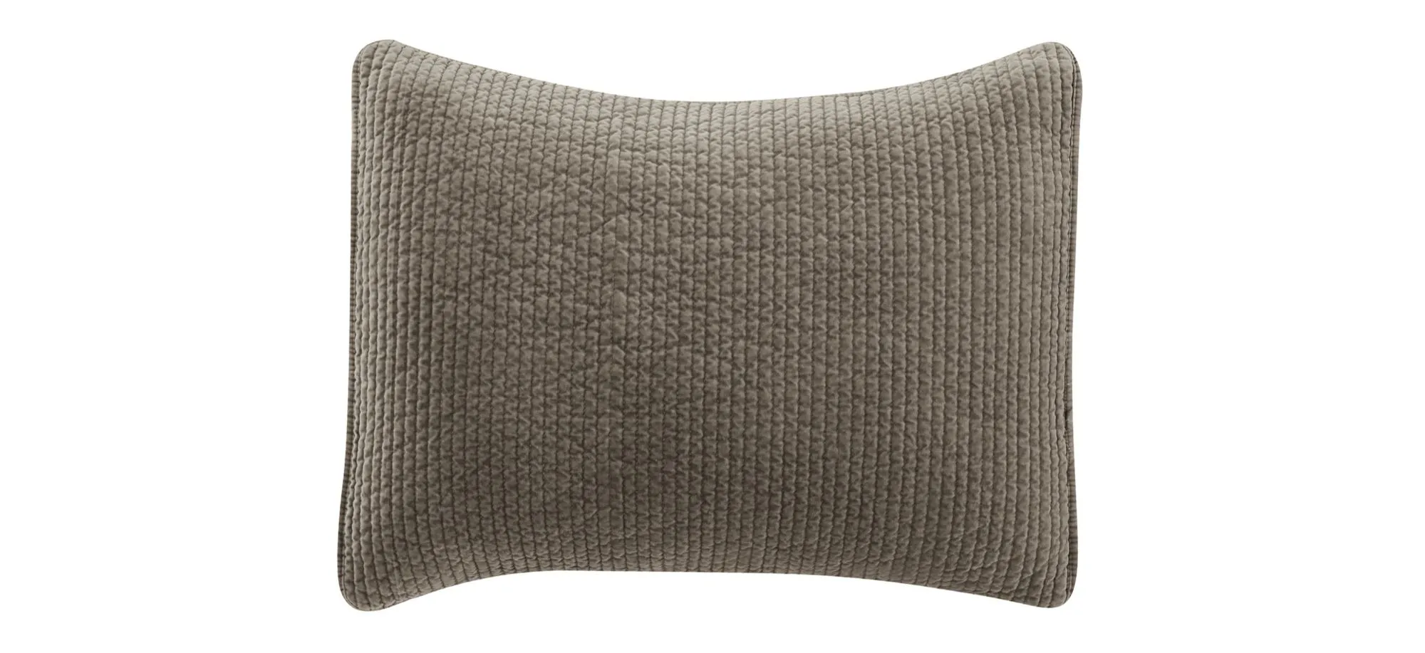 Stonewashed Cotton Velvet Quilted Pillow Sham in Taupe by HiEnd Accents