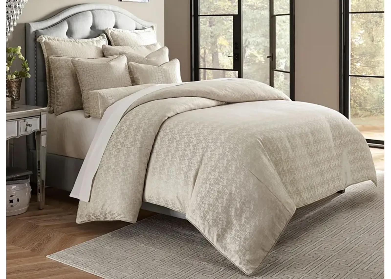 Carlyle 10-Pc. Comforter Set in Gray, Natural, Silver by Amini Innovation