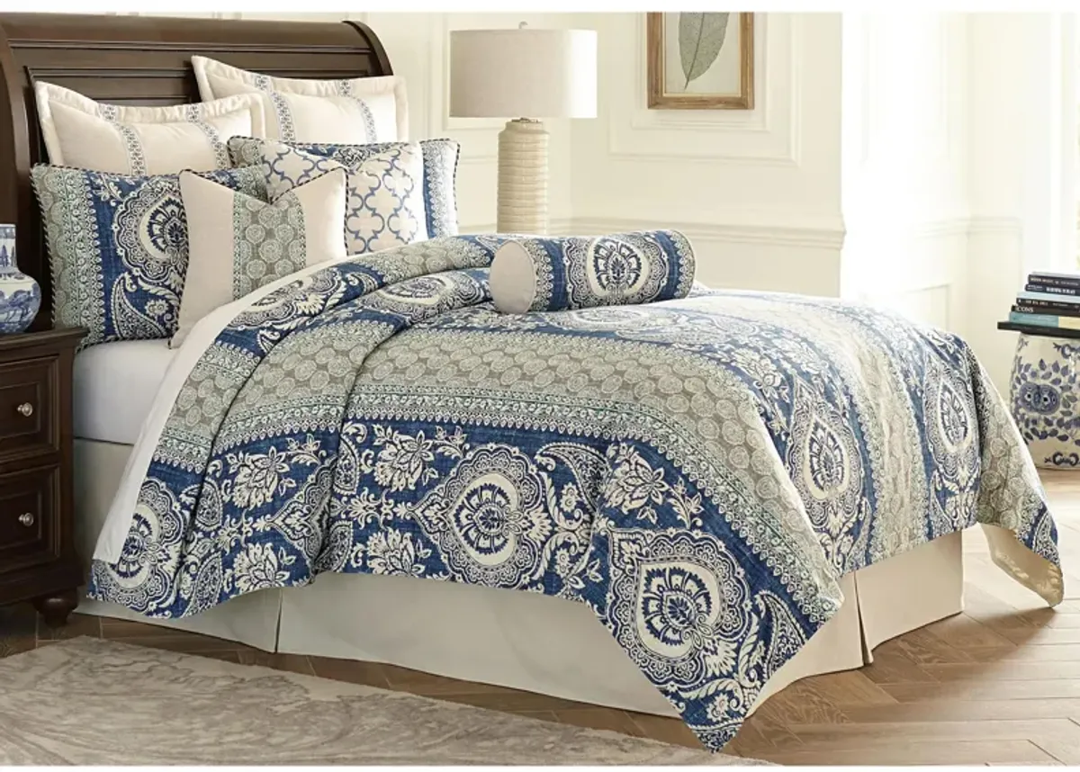 La Rochelle 10-Pc. Comforter Set in Blue, Natural, Tan by Amini Innovation