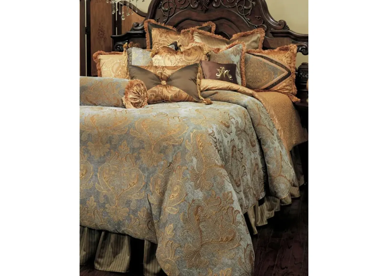 Elizabeth 13-Pc. Comforter Set in Blue, Green, Brown, Bronze by Amini Innovation