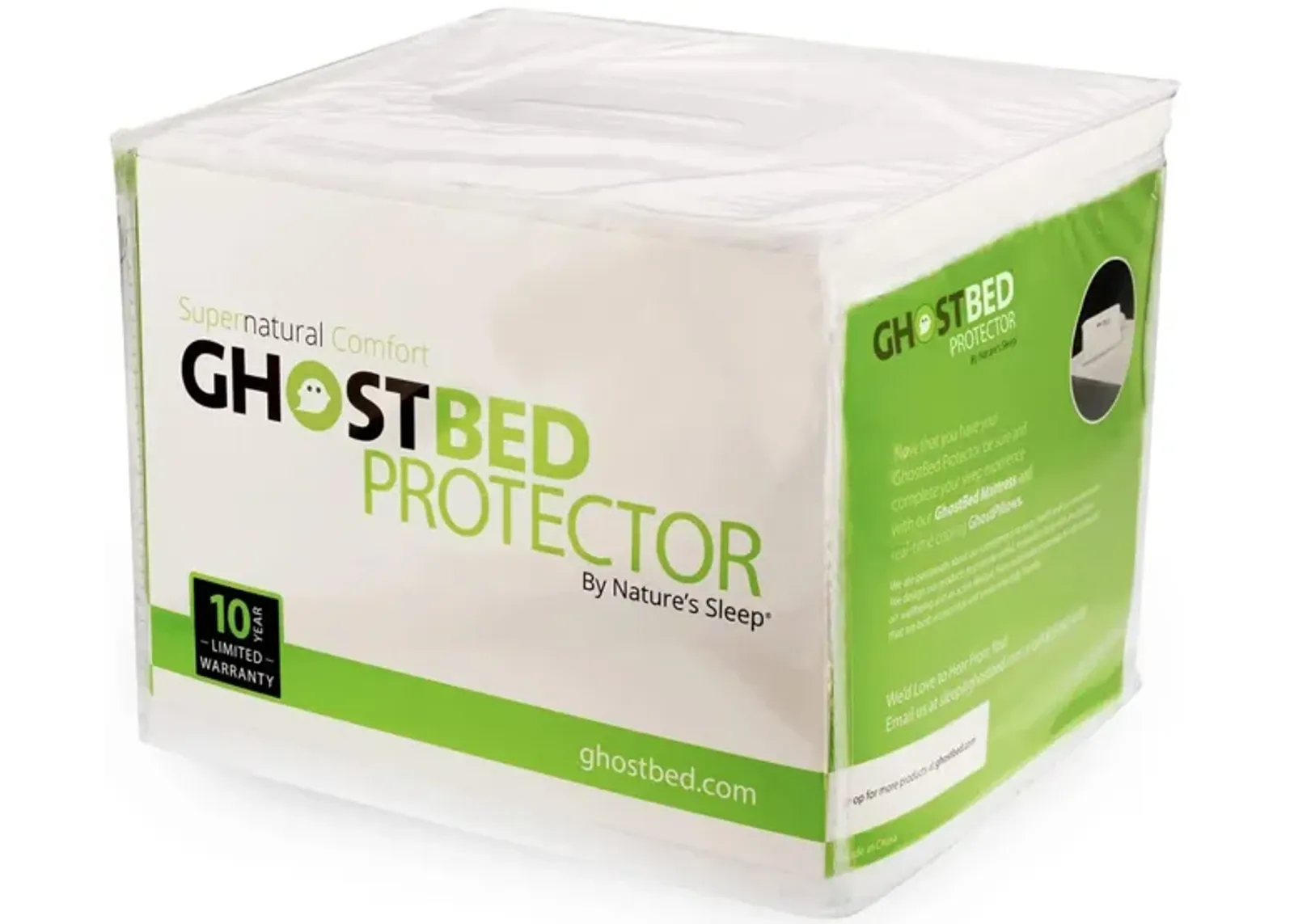 GhostProtector Cool & Crunch-Free Mattress Protector in White by Ghostbed