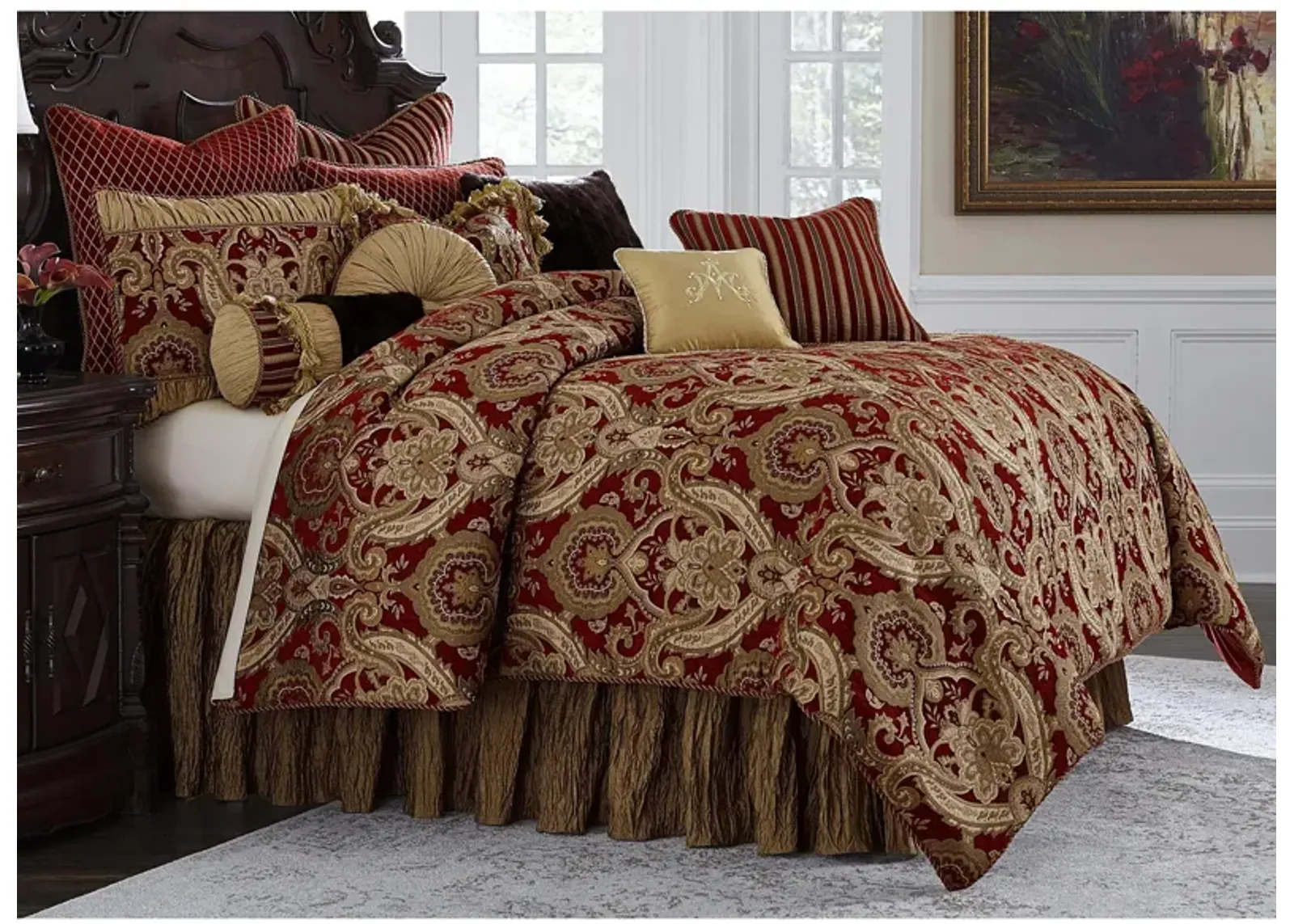 Lafayette 13-Pc. Comforter Set in Red, Gold by Amini Innovation