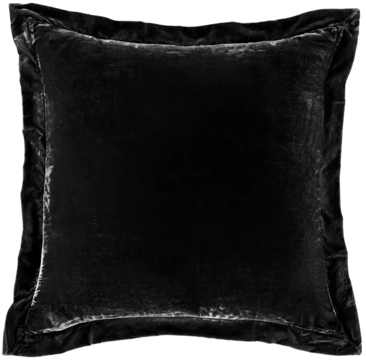 Stella Silk Velvet Flanged Euro Sham in Black by HiEnd Accents