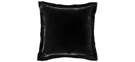 Stella Silk Velvet Flanged Euro Sham in Black by HiEnd Accents